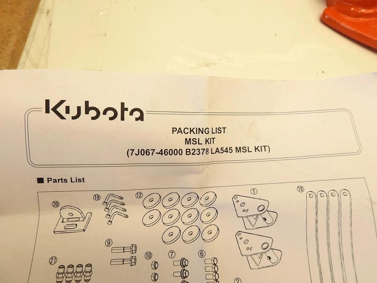 Oem Kubota B2389 Swift-Tach Kit for Cab LX20 Series w/ LA545 Loader