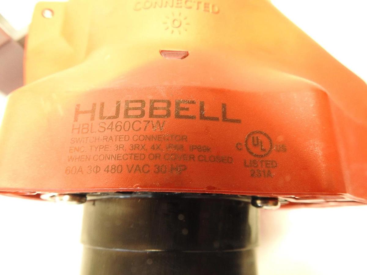 Hubbell 60A 480V 3P 4W Watertight Pin and Sleeve Connector (HBL460C7W)