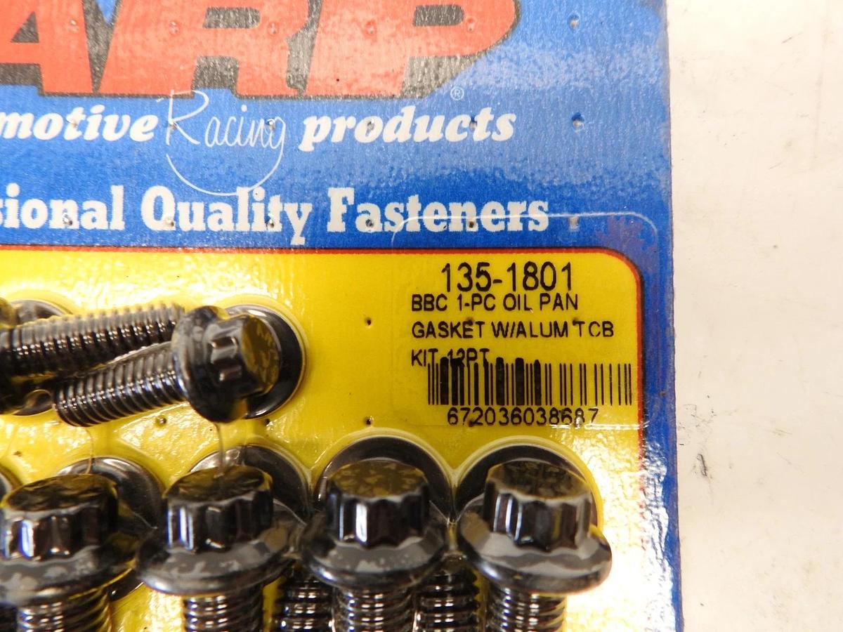 Arp 135-1801 bbc Chevy 1-pc oil pan gasket w/ alum timing cover 12pt bolt kit