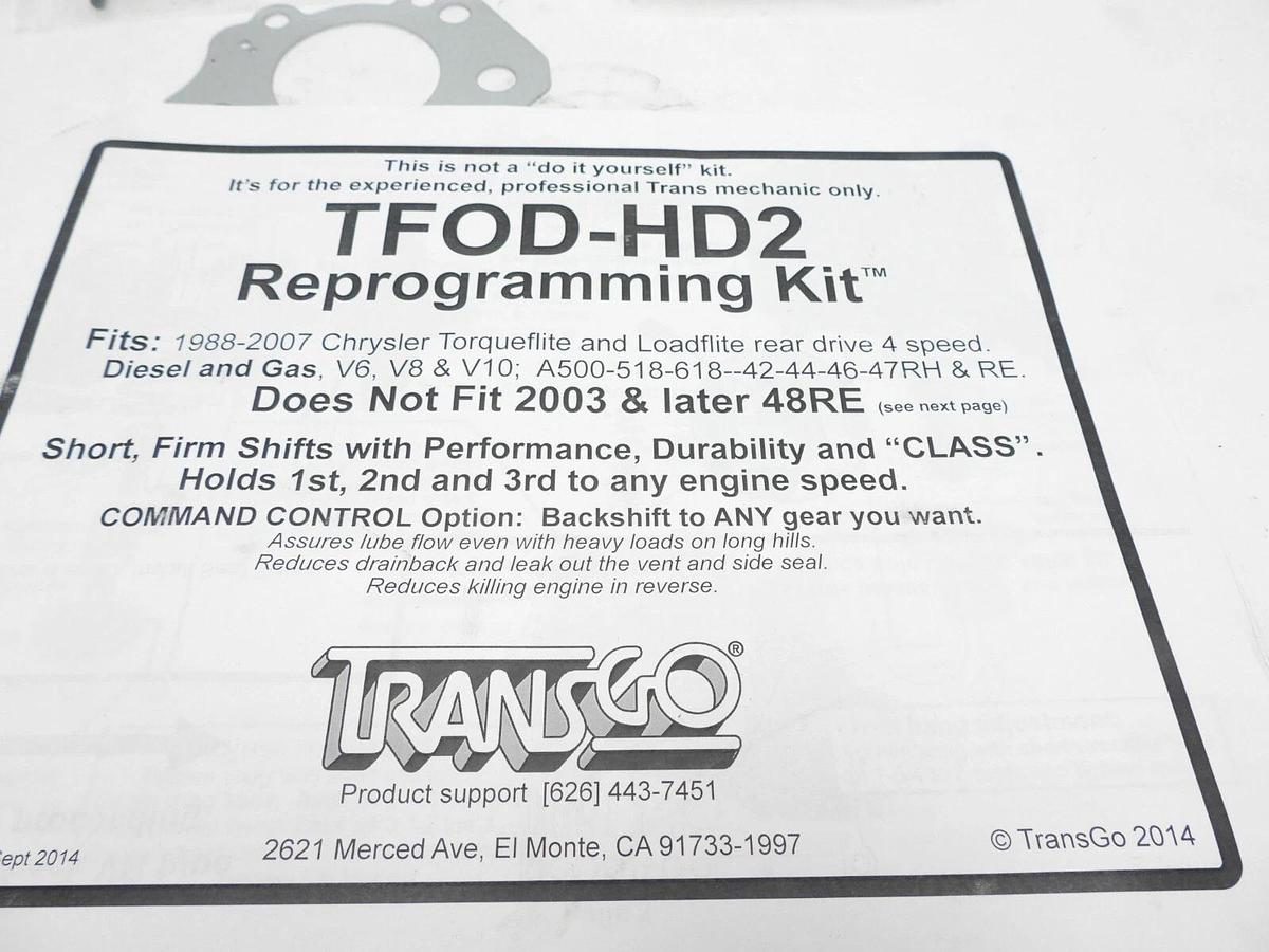 TransGo A500 A518 A618 Reprogramming Kit TFOD-HD2 1988-03 500 518 618 46 47 RE H