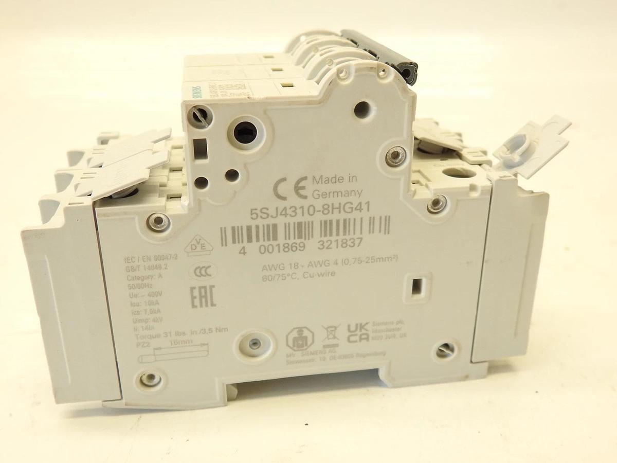 Siemens Miniature Circuit Breaker 3 Pole 240VAC 5SJ4310-8HG41
