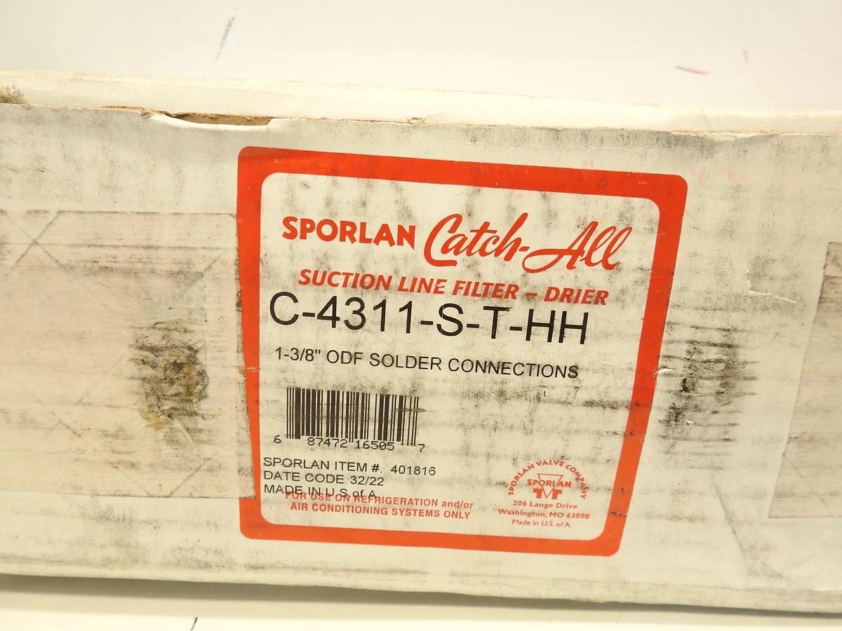 Sporlan C-4311-S-T-HH / 401816 CatchAll Suction Line Filter Drier 1 3/8" ODF