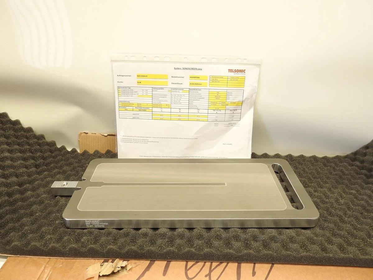 New Telsonic Ultrasonics SI23-0084-01 767000759 Sieb 420x175x20 Mit Austrag SLM