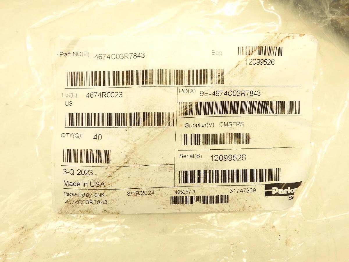 Lot Of 40 Oem Parker 4674C03R7843 Seals