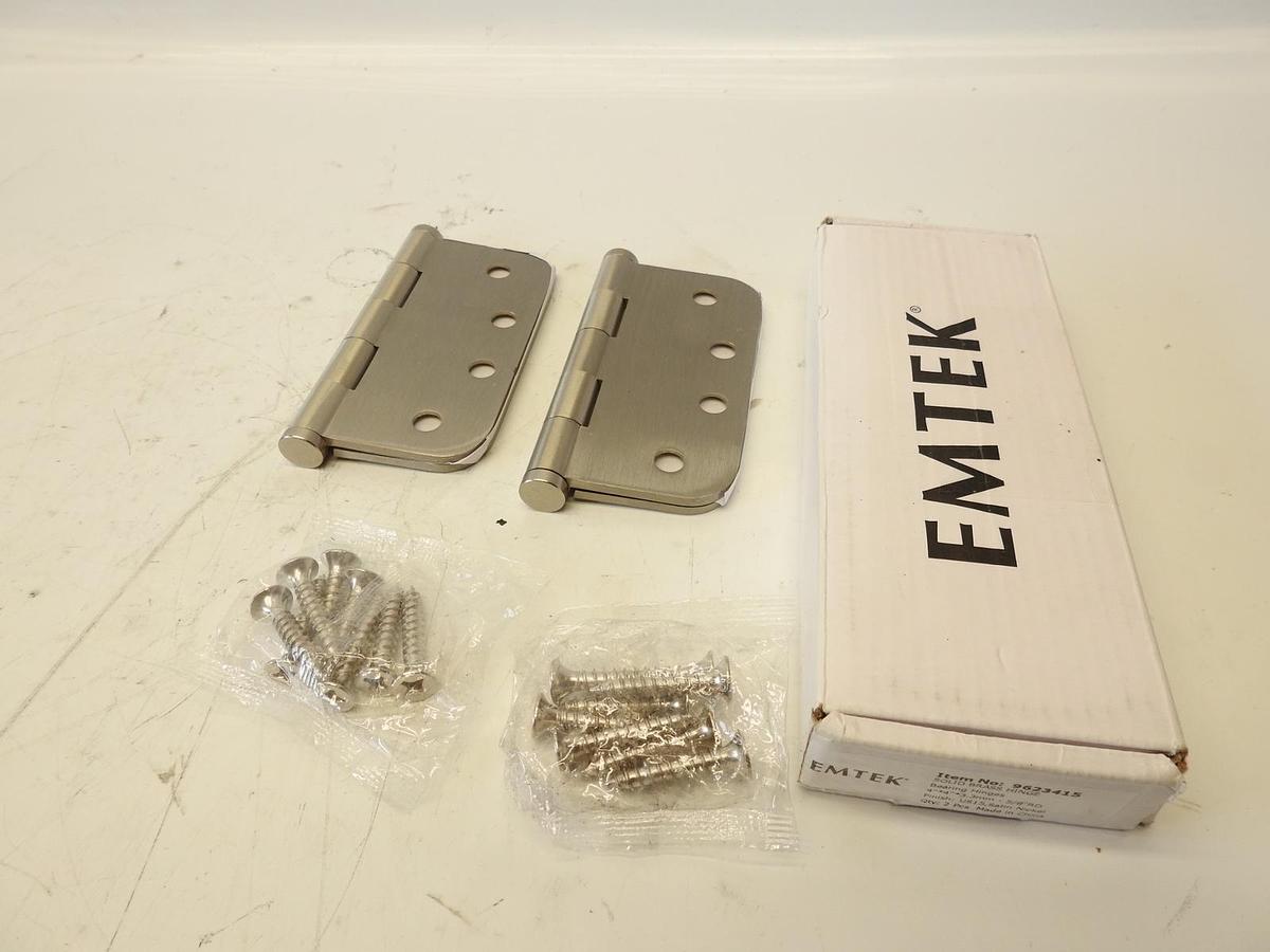 Emtek 96234-US15 Satin Nickel 4" 5/8" Solid Brass Heavy Duty, Plain Bearing Hing