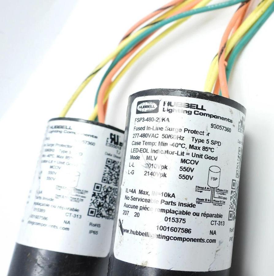 Lot Of 2 Hubbell FSP3-480-20KA Fused In-Line Surge Protector Input Voltage 480VA