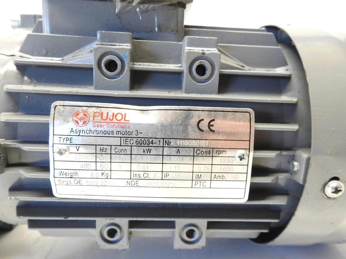 New Pujol X-712-4 Iec 230/400V 1330-1600 RPM GearMotor With Gearbox 60034-1