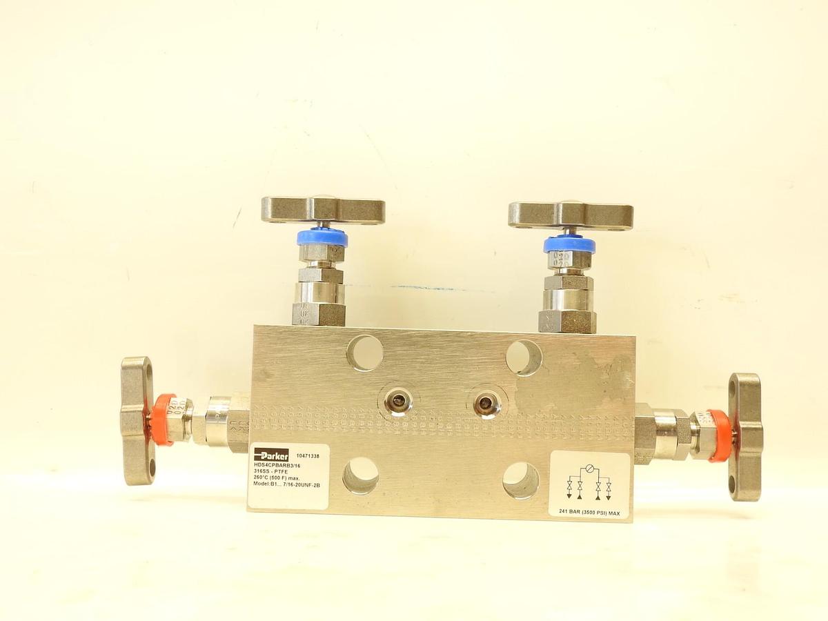 New Oem Parker Hannifin H Series 4 Valve Manifold HDS4CPBARB3/16 316SS-PTFE