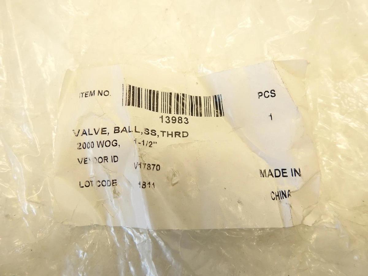 BDNA-13983 Standard Manual Ball Valve: 1-1/2″ Pipe
