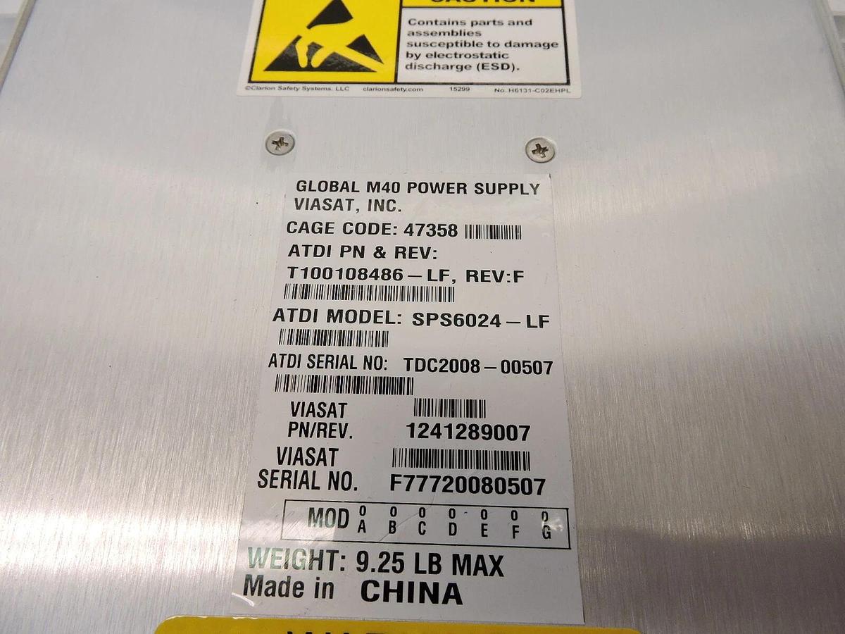 Transdev Electronics VIASAT GLOBAL M40 POWER SUPPLY T100108486-LF SPS6024-KF NEW
