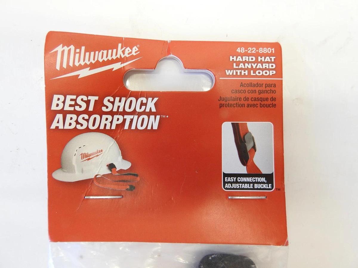 Lot Of 2 Milwaukee 48-22-8801, Hard Hat Lanyard, 2 lb Wt Capacity, Red
