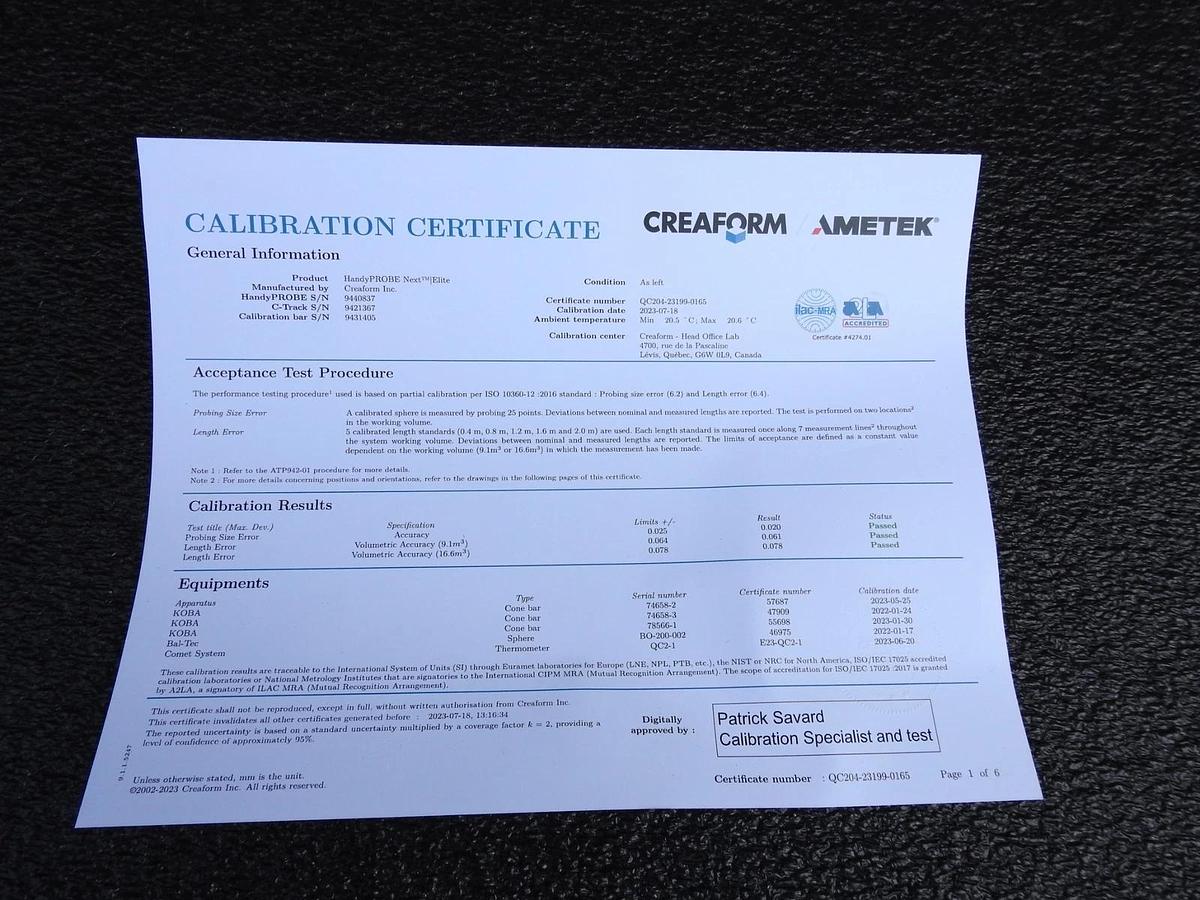 Creaform C-Track 780, Calibration Bar, Controller, Tripod, Target Accessory Kit,