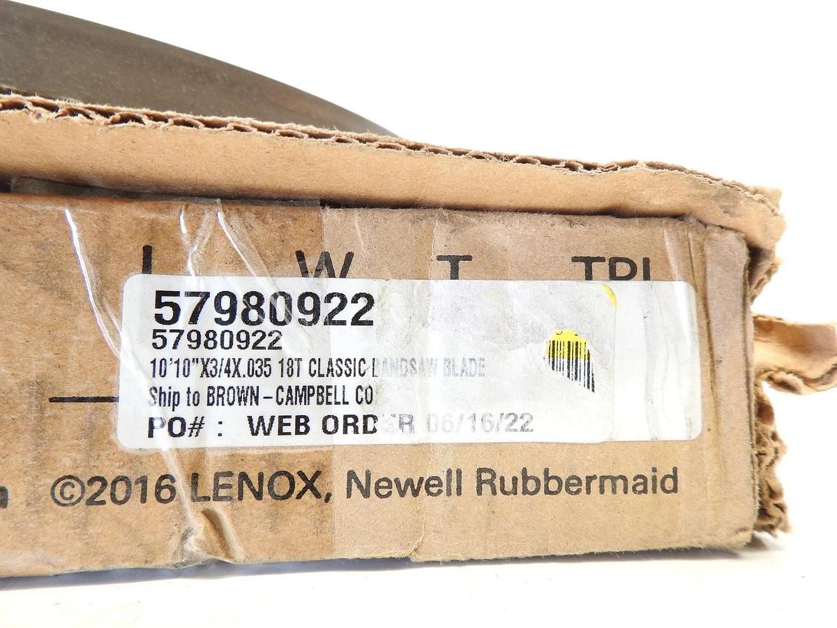 Lenox 57980922 Welded Bandsaw Blade: 10' 10 Long x 3/4" Wide x 18 TPI
