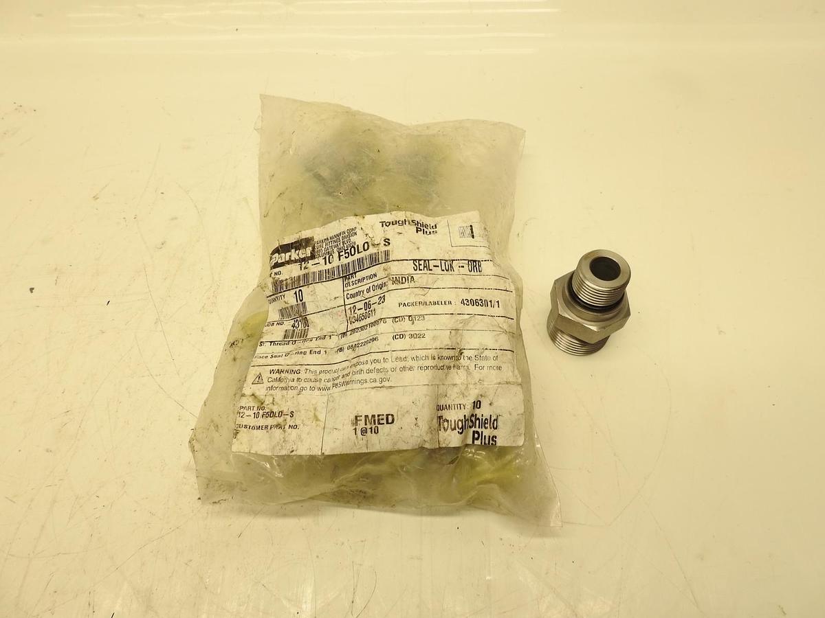 Oem Parker 12-10 F5OLO-S Seal-Lok Male Adapter 3/4  ORFS X 10 SAE-ORB