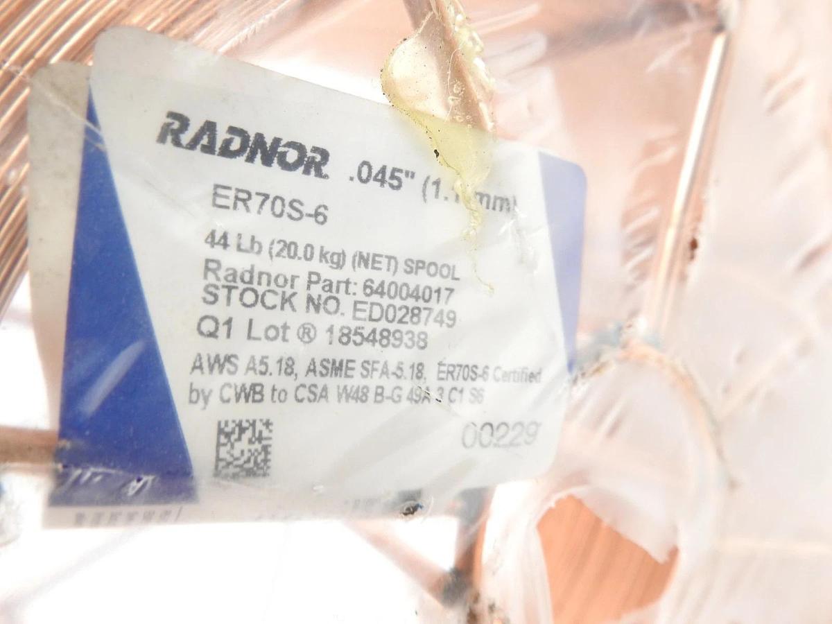 RADNOR 64004017 Carbon Steel MIG Wire, 44lbs, .045"*