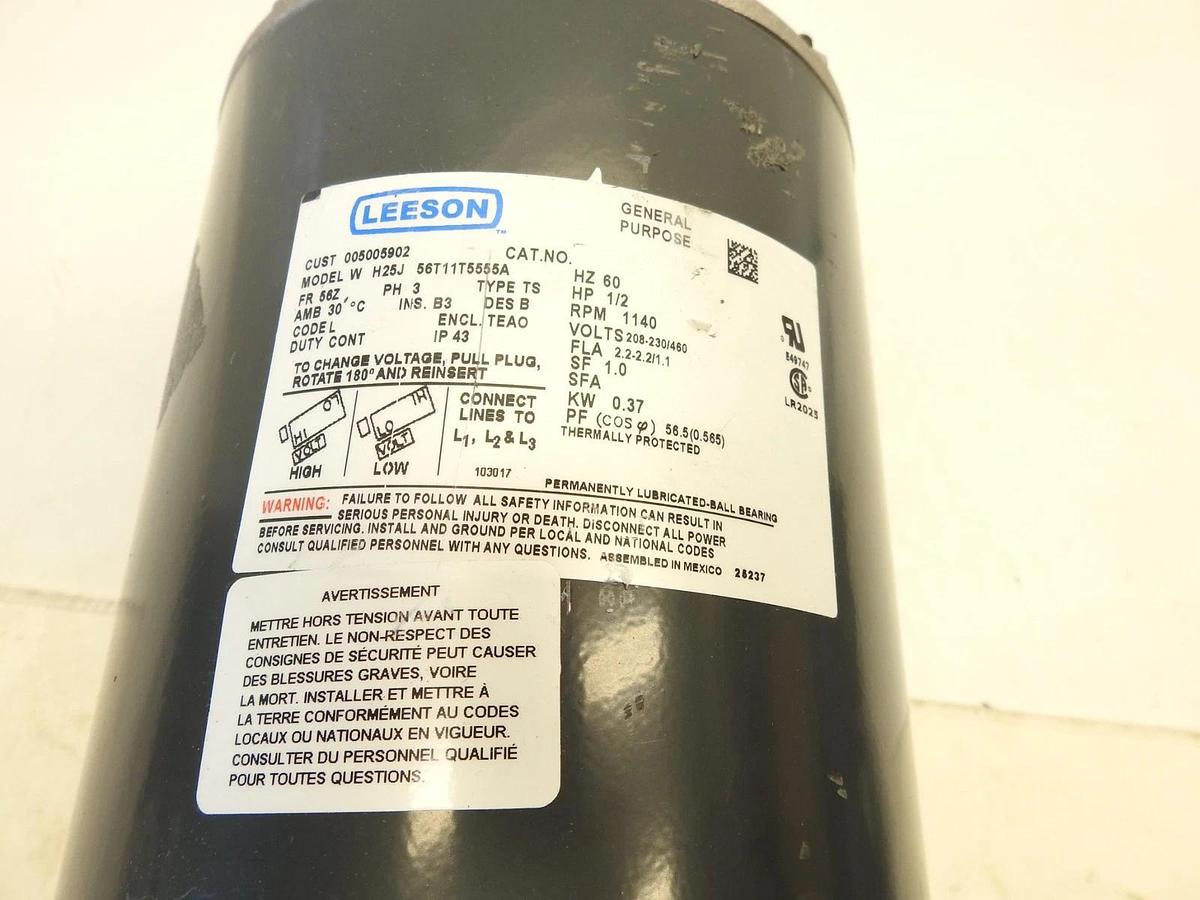 MARATHON, ELECTRIC, 56T11T5555A, MOTOR, HP 1/2, HZ 60, RPM 1140