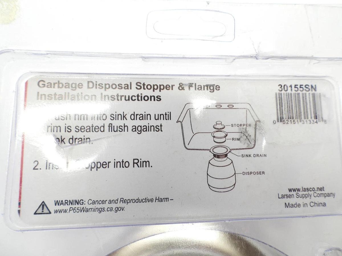 Simpatico 30155SN Insinkerator Garbage Disposal Stopper and Flange Set - Satin N