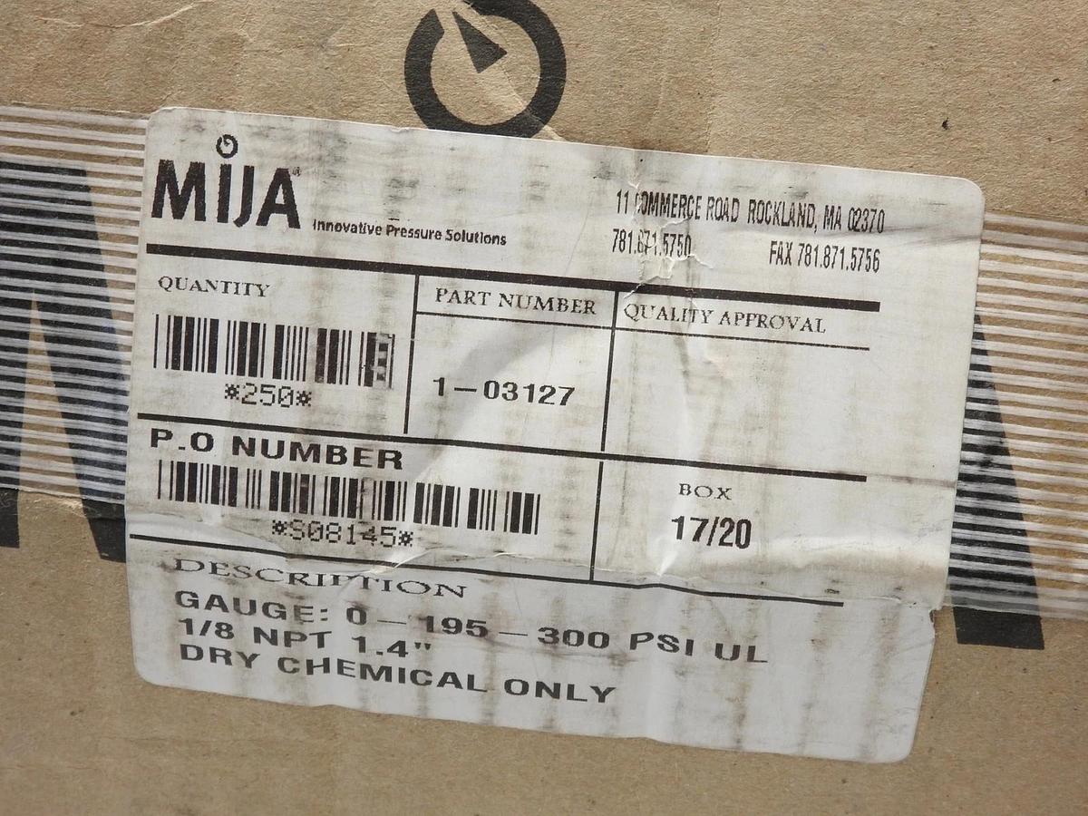 New Mija 1-03127 Pressure Gauge 0-195-300 PSI UL 1./8" NPT 1.4"