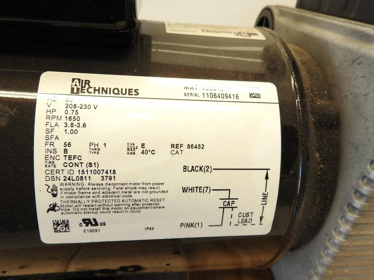 Air Techniques 1511007418 AIRSTAR DENTAL COMPRESSOR HEAD ASSEMBLY Motor .75 HP A