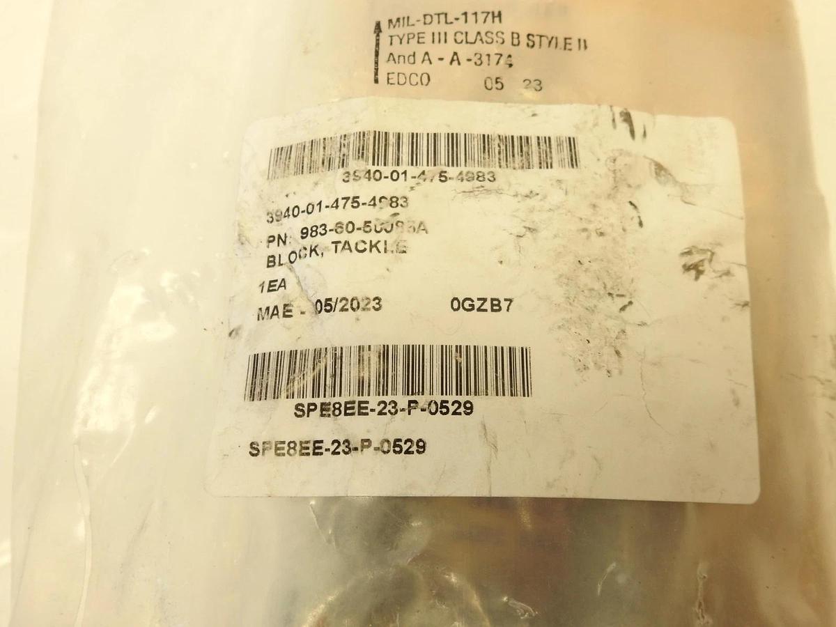 983-60-50085A Snatch Block Tackle New Type III Class B Style H Mile Marker Inc
