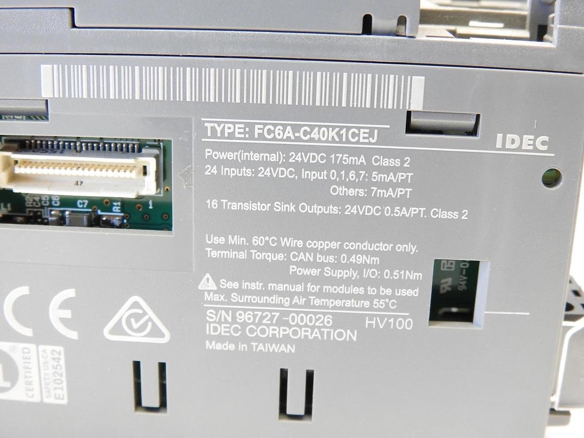 New FC6A-C40K1DE IDEC Programmable Logic Controllers, FC6A Series