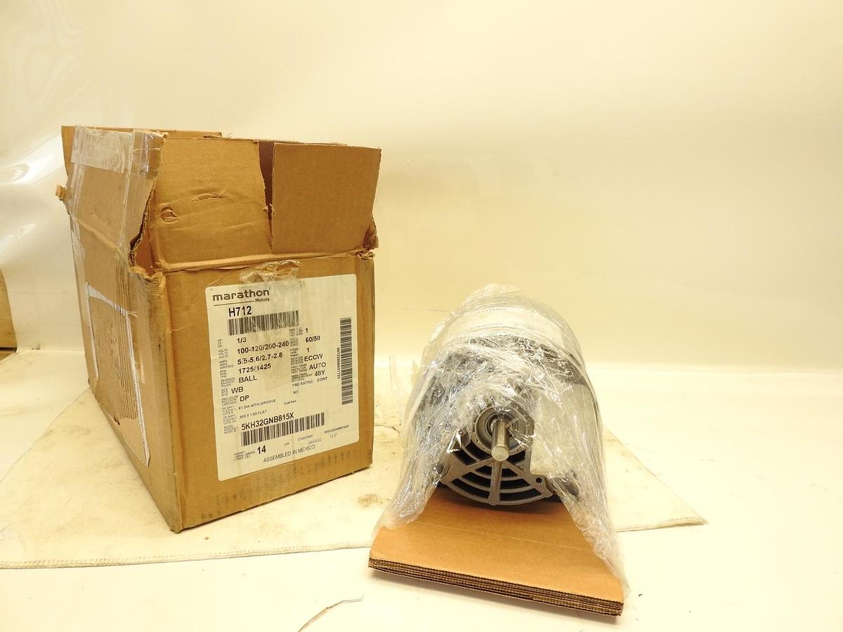 Marathon H712 Electric Motor 1/3 HP 1800 Rpm 1PH 100-120/200-240 Volt 48Y Frame