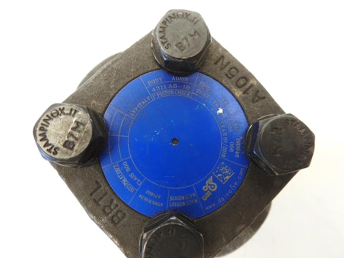Forged Steel Lift Check Valve DSI 4311-A8-18 1-1/2" (1.5") 800 Socket Weld A105