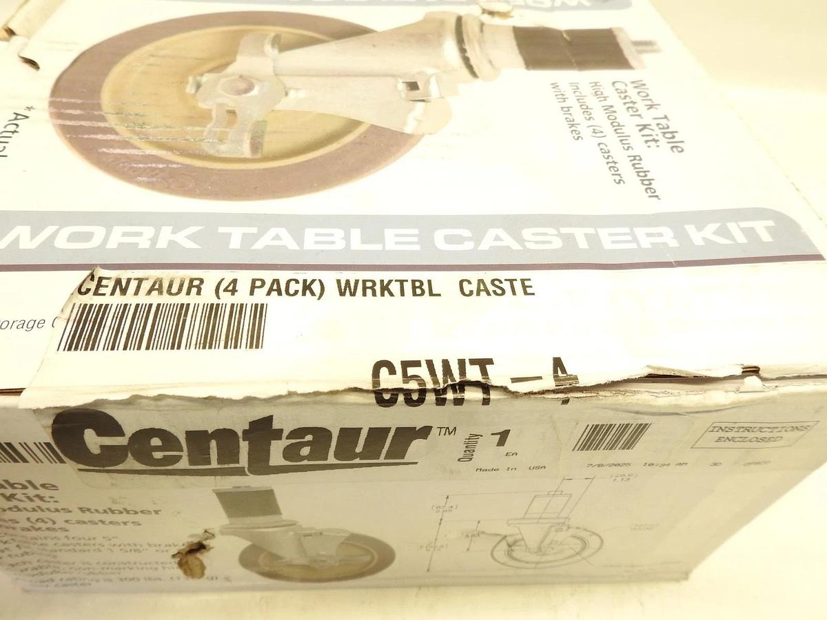 Set Of 4 Centaur C5WT-4 Casters, for work table, 5in. stem caste