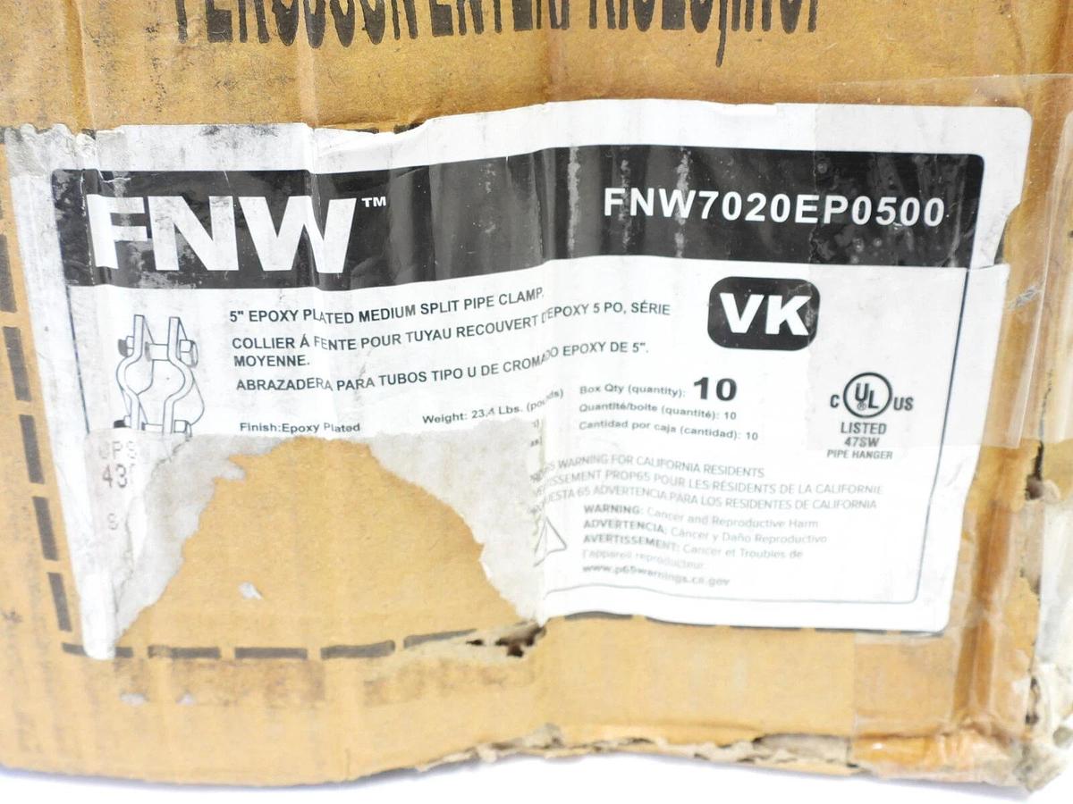 Lot Of 10 FNW 5" Epoxy Plated Medium Split Pipe Clamp FNW7020EP0500