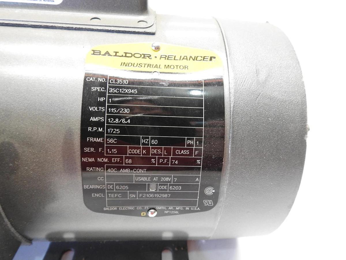 New Genuine Baldor Reliance CL3510 Electric Motor, 115/230V, 12.8/6.4A