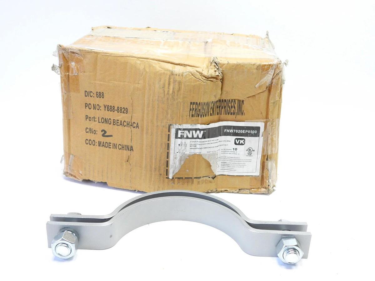 Lot Of 10 FNW 5" Epoxy Plated Medium Split Pipe Clamp FNW7020EP0500