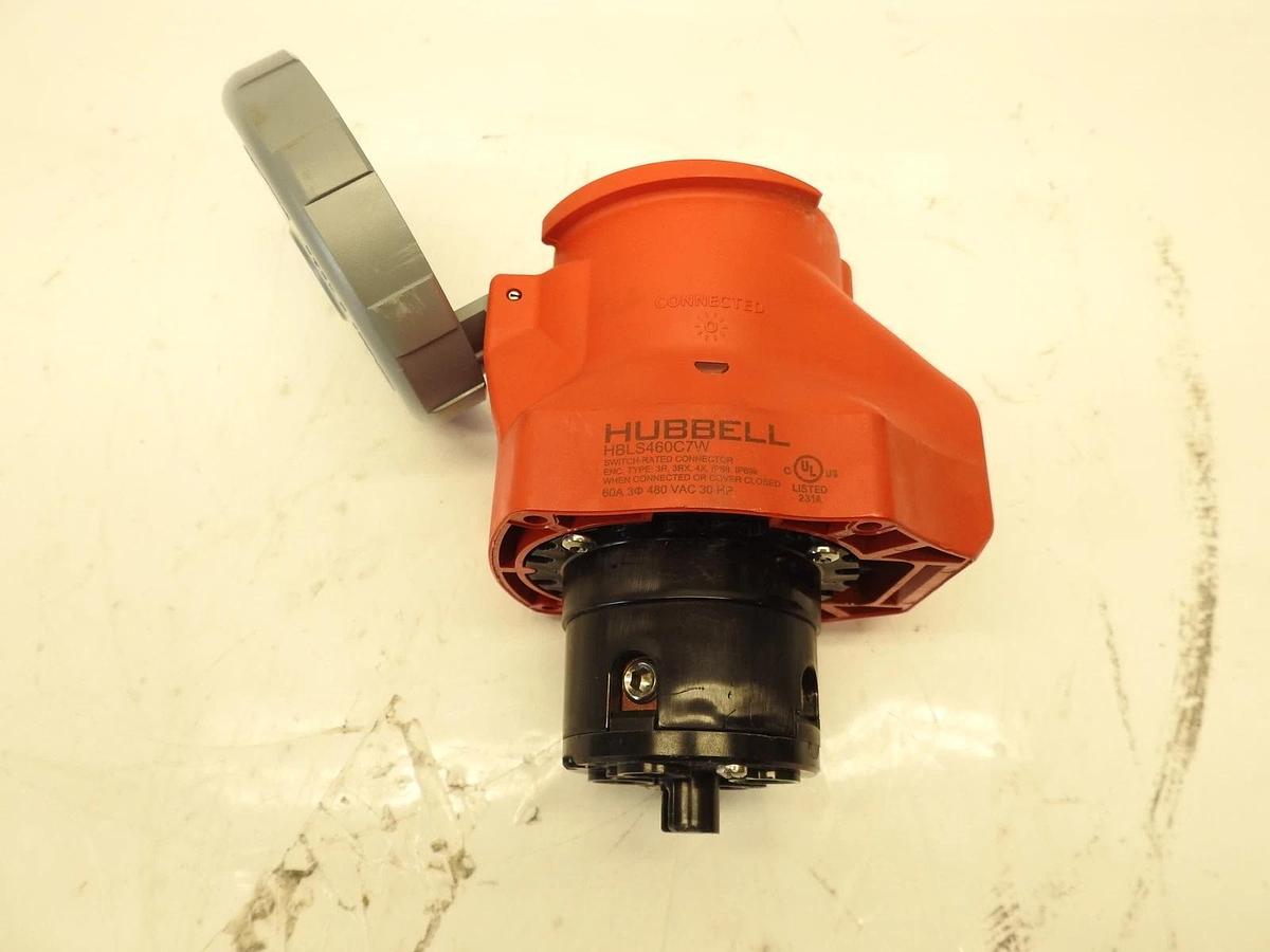 Hubbell 60A 480V 3P 4W Watertight Pin and Sleeve Connector (HBL460C7W)