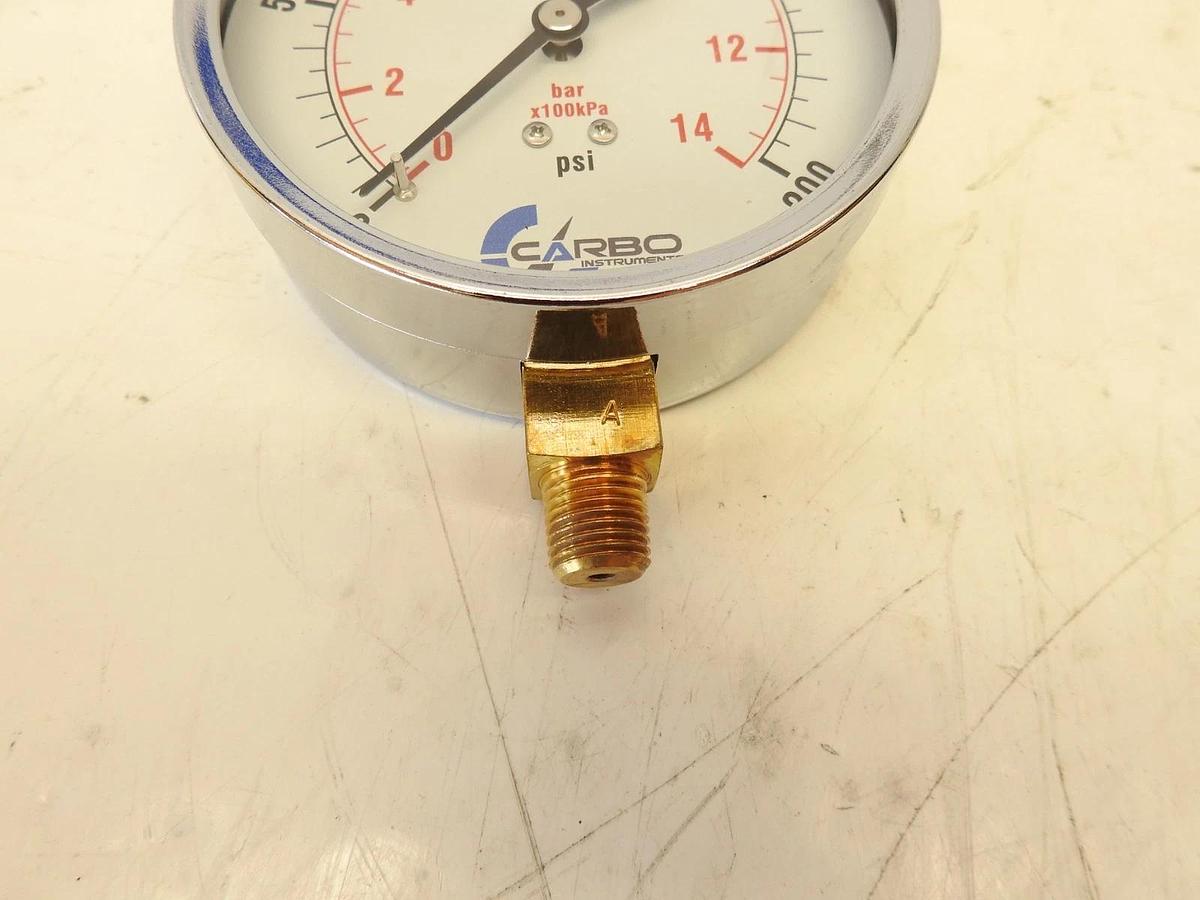 4" Pressure Gauge - Chrome Plated Steel Case, 1/4"NPT, Lower Side Mnt. 200 PSI