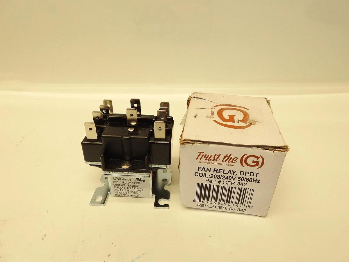 Global the Source Fan Relay GFR-342 DPDT COIL:208/240v 50/60Hz Replaces 90-342