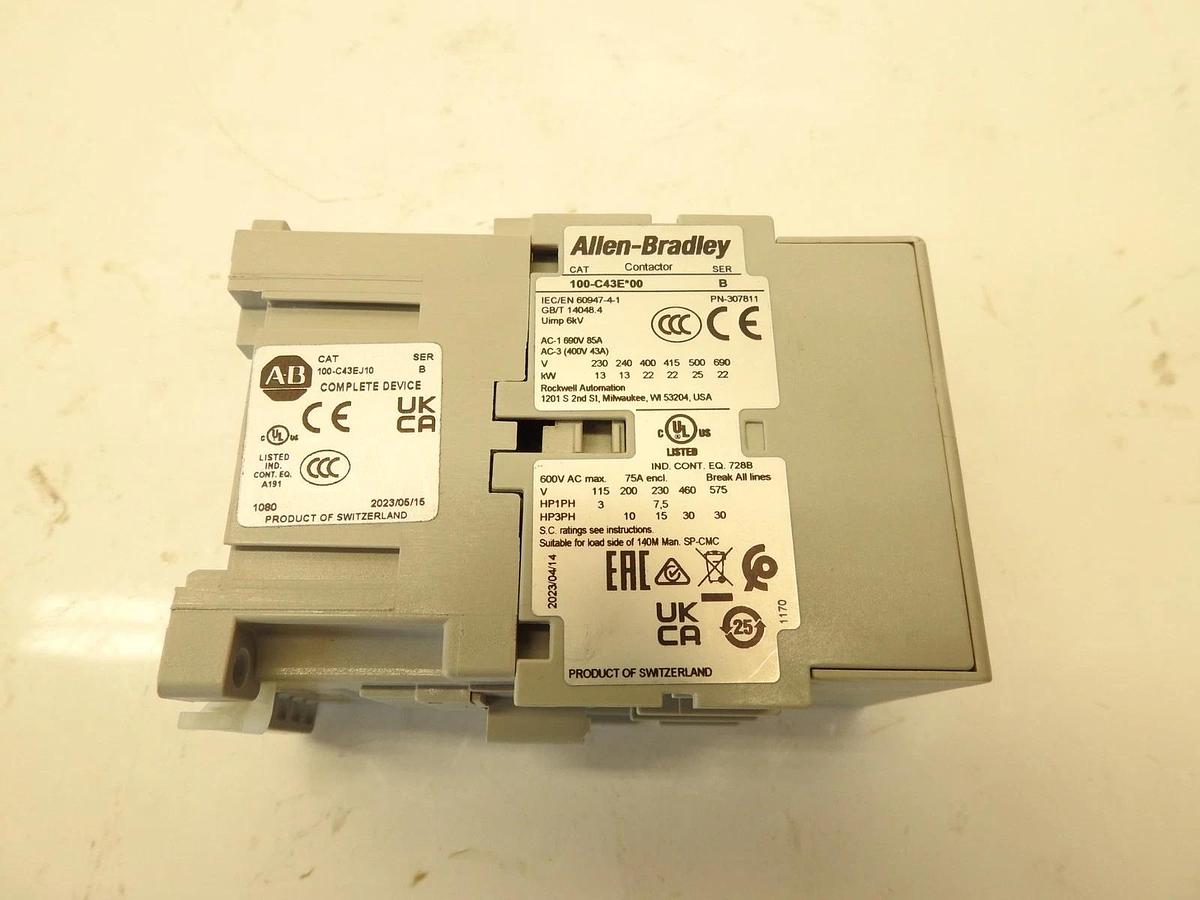 New Oem ALLEN-BRADLEY 100-C43*00 3 POLE NON-REVERSING 3 PHASE DIN RAIL 48 V