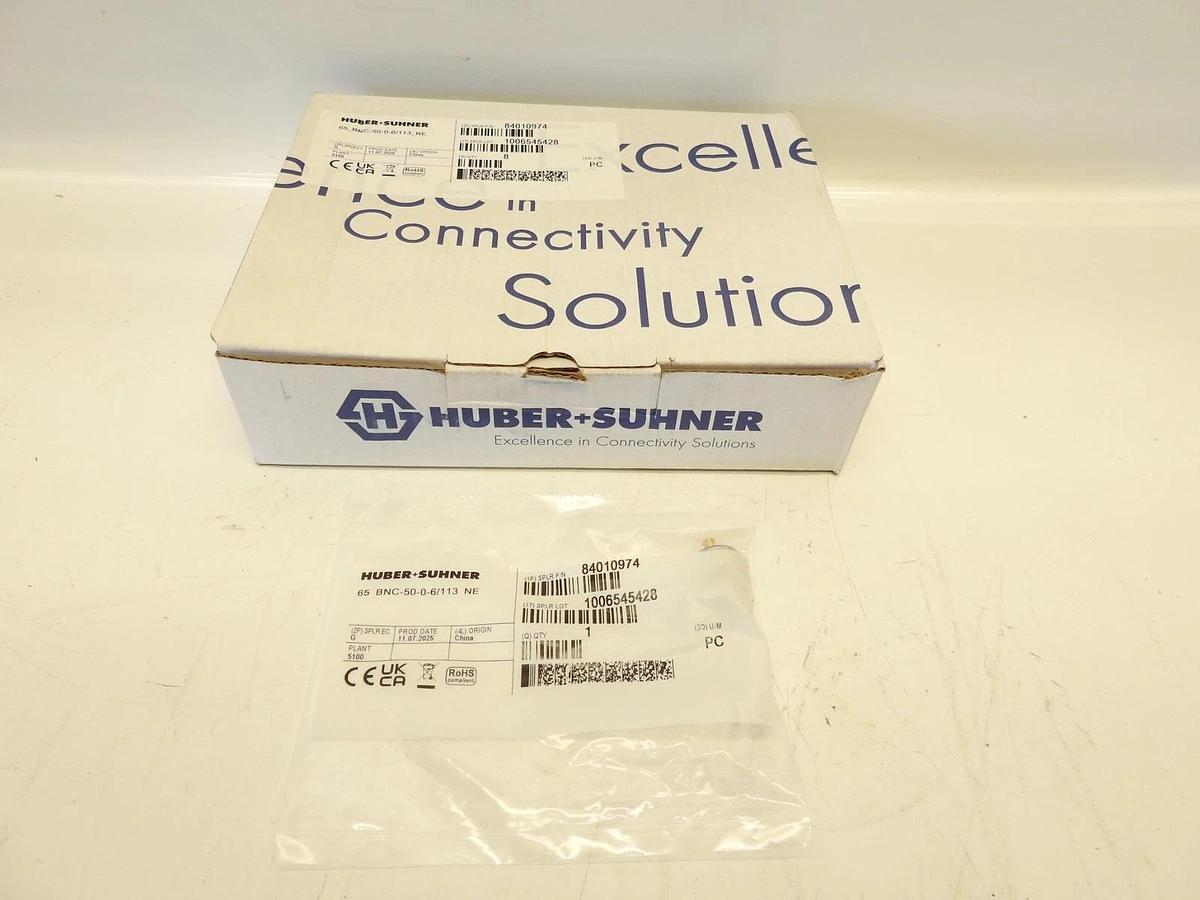 Lot Of 8 Huber+Suhner 65_BNC-50-0-6/113_NE COAXIAL TERMINATION, 50 Ohm, BNC, plu