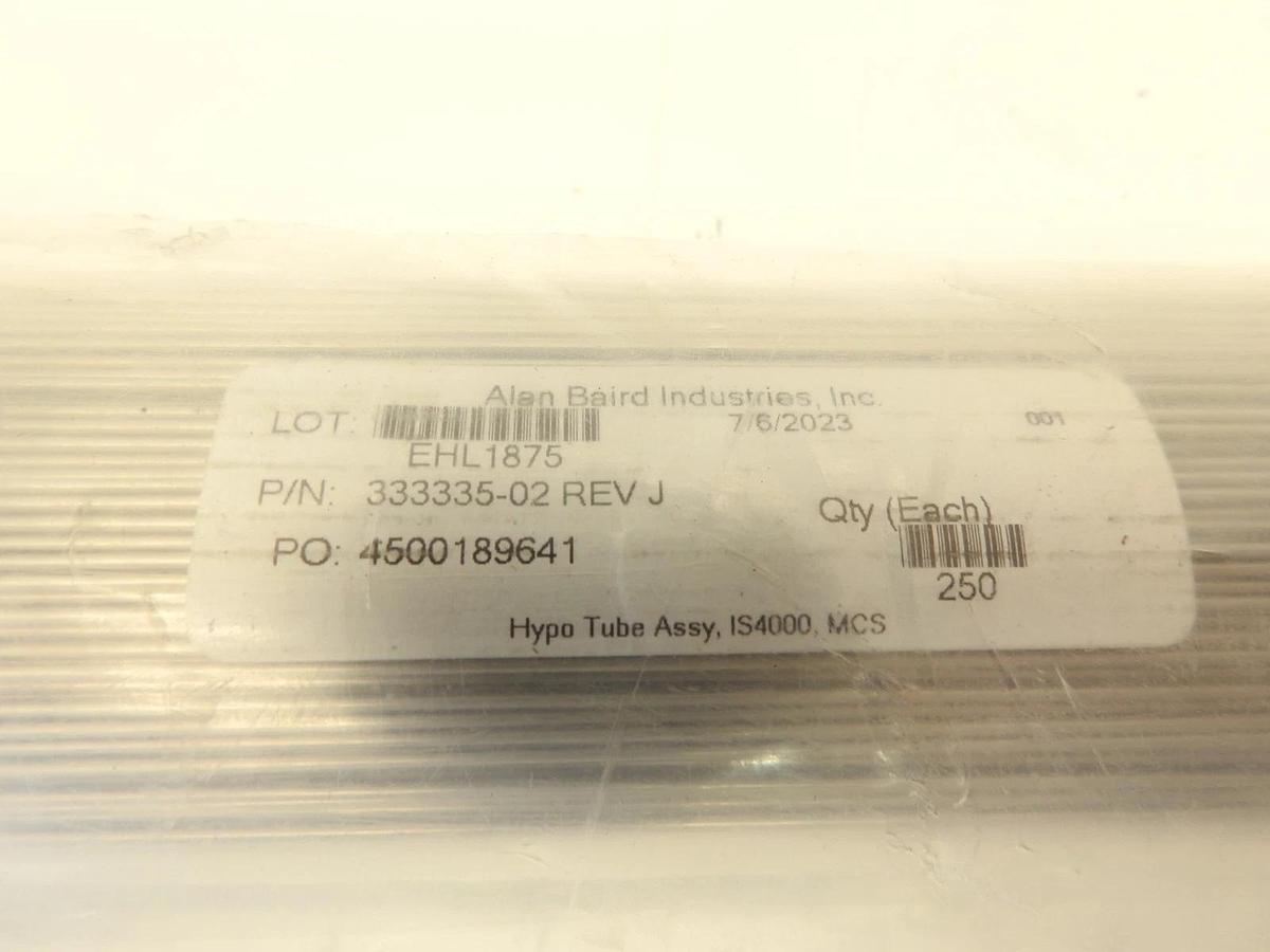 Lot Of 250 Alan Baird Industries 333335-02 Hypo Tube Assy IS4000 MCS