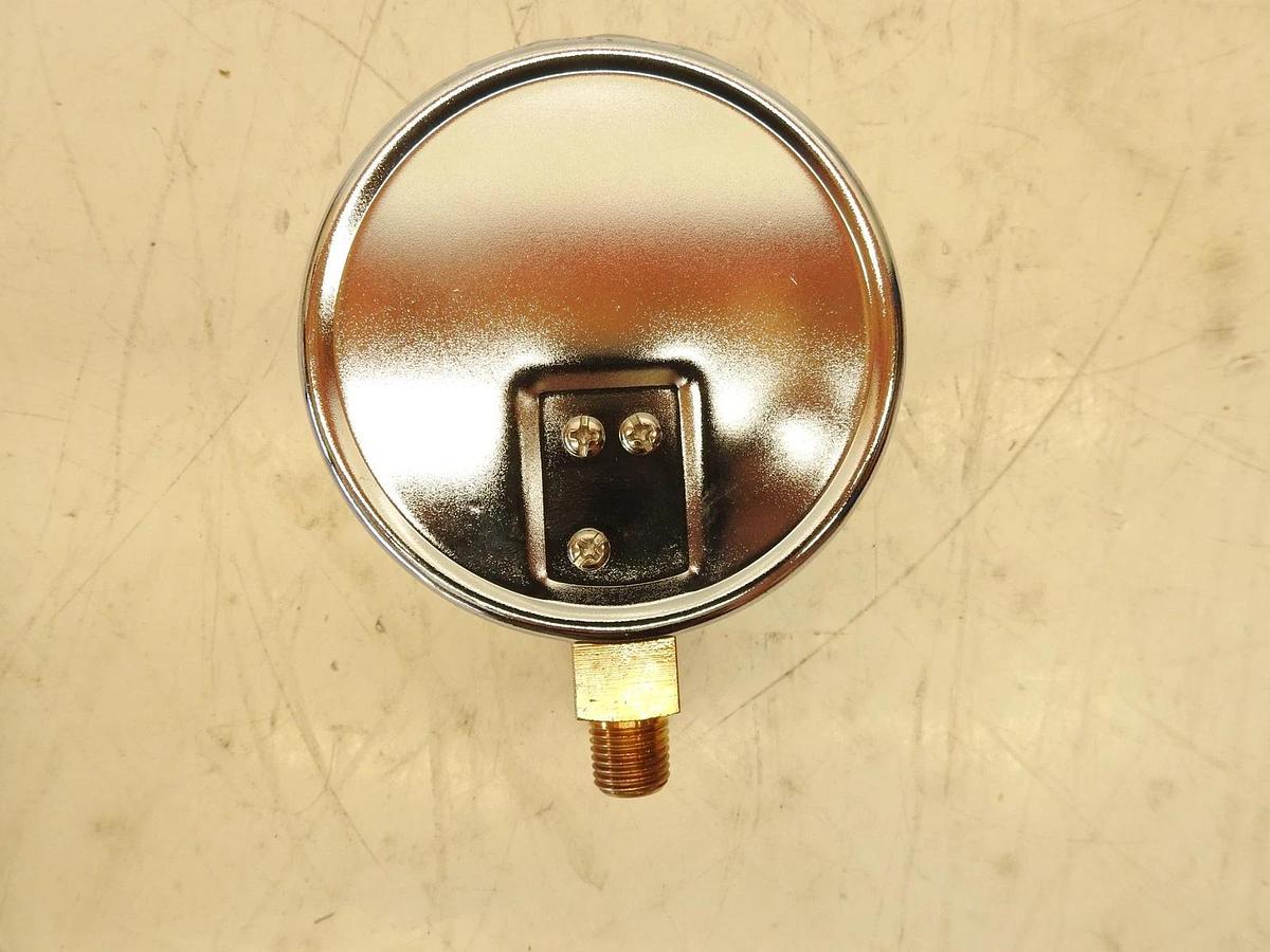4" Pressure Gauge - Chrome Plated Steel Case, 1/4"NPT, Lower Side Mnt. 200 PSI
