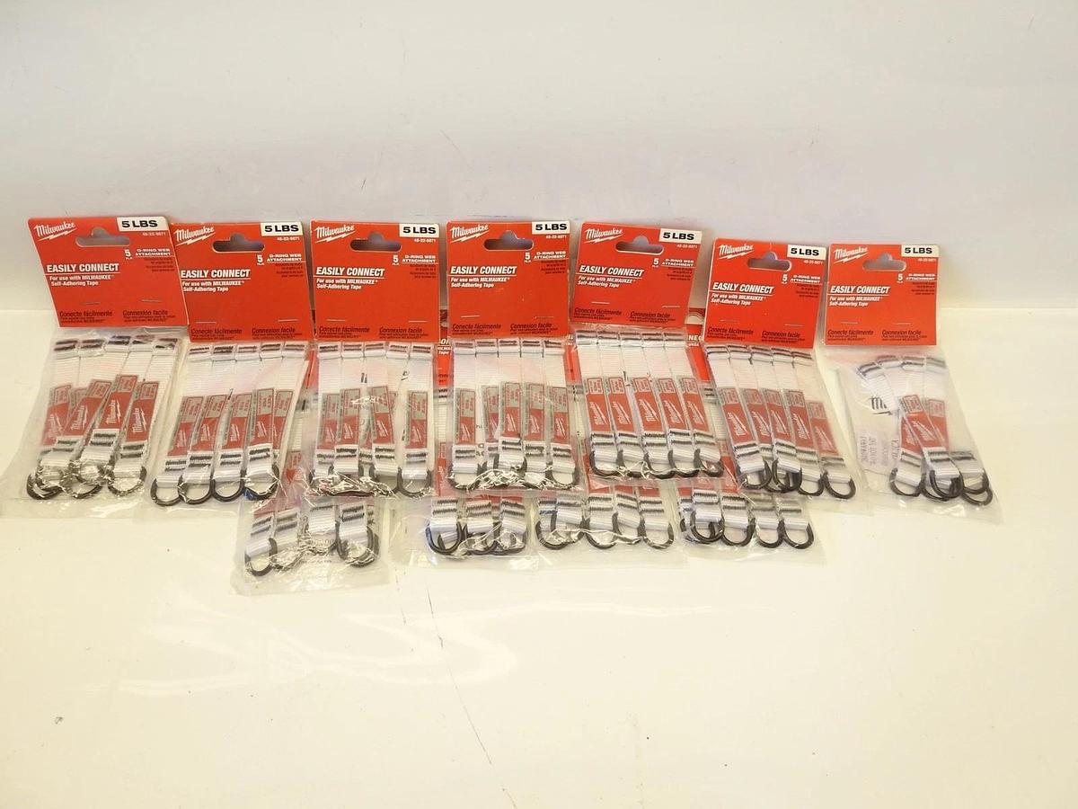 Lot Of 11 Packs Of 5 Milwaukee Tool 48-22-8871 5 Pc. 5 Lb. D-Ring Web Attachment