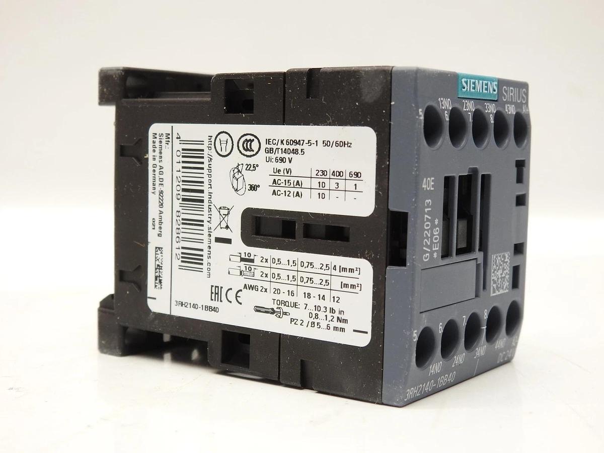 Siemens IEC Control Relay 4NO 24VDC 10A 3RH2140-1BB40 #K-746