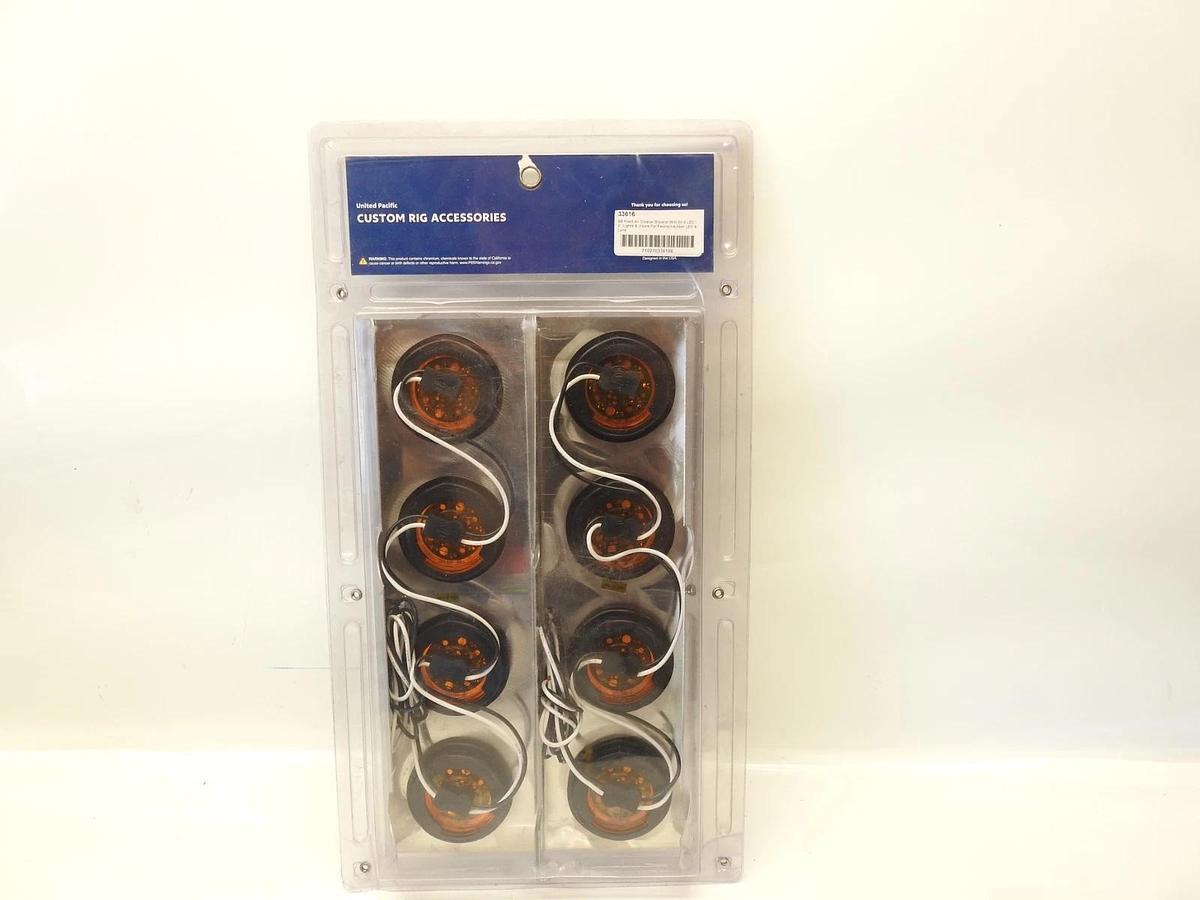 United Pacific 33616 PB SS Front Air Cleaner Bracket w/8X 9 LED 2" Lights & Viso