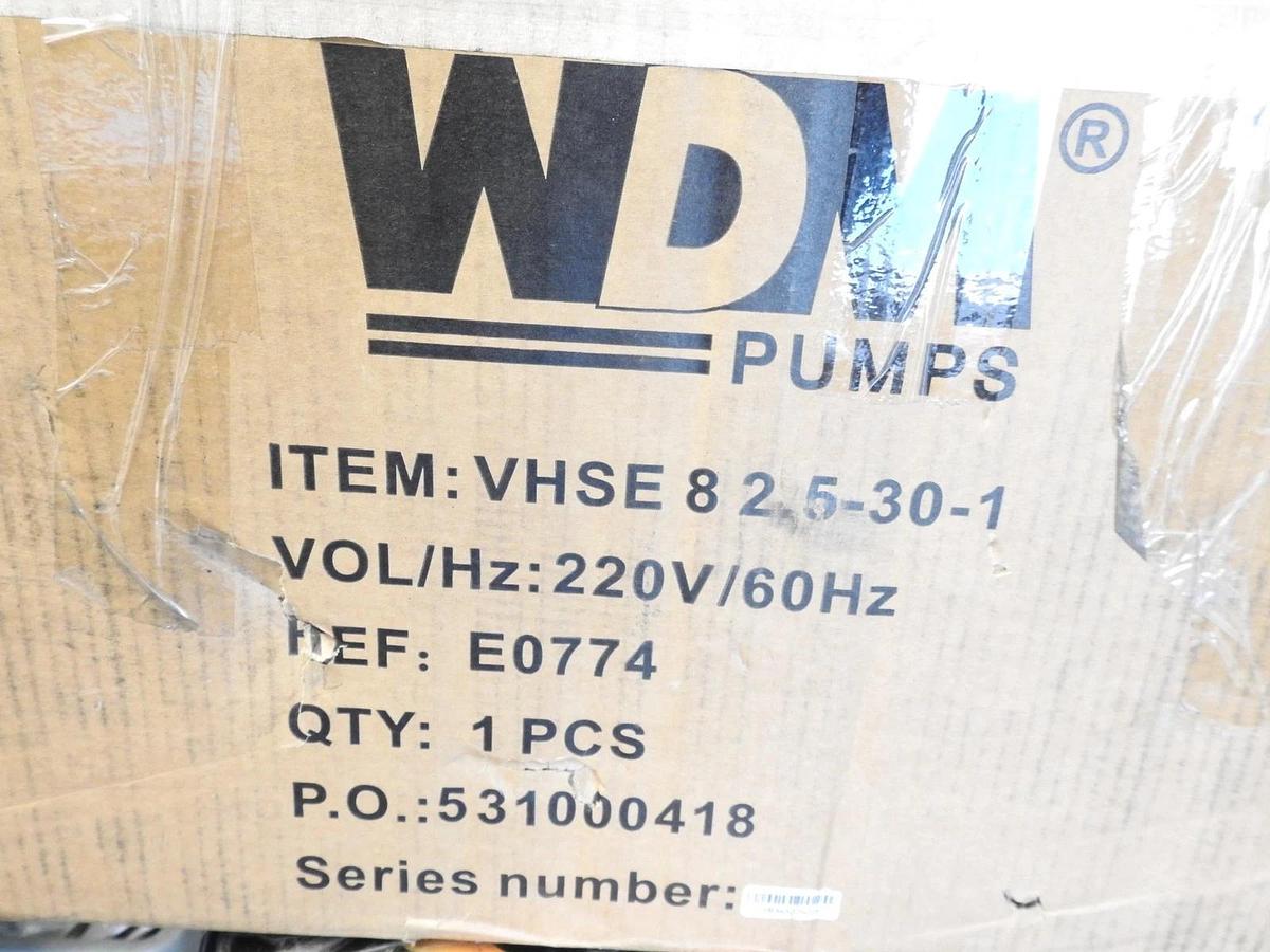 WDM Pumps VHSE 8 2.5-30 3HP, 230-460V, 3 Phase VHSE Multistage Booster Pump