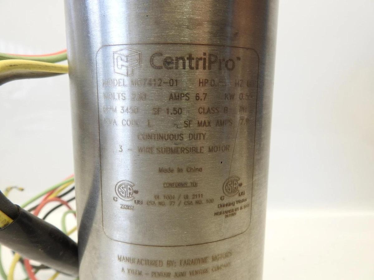 Goulds Centripro M07412-01 , 3/4 HP 3-Wire 4" Submersible Pump Motor