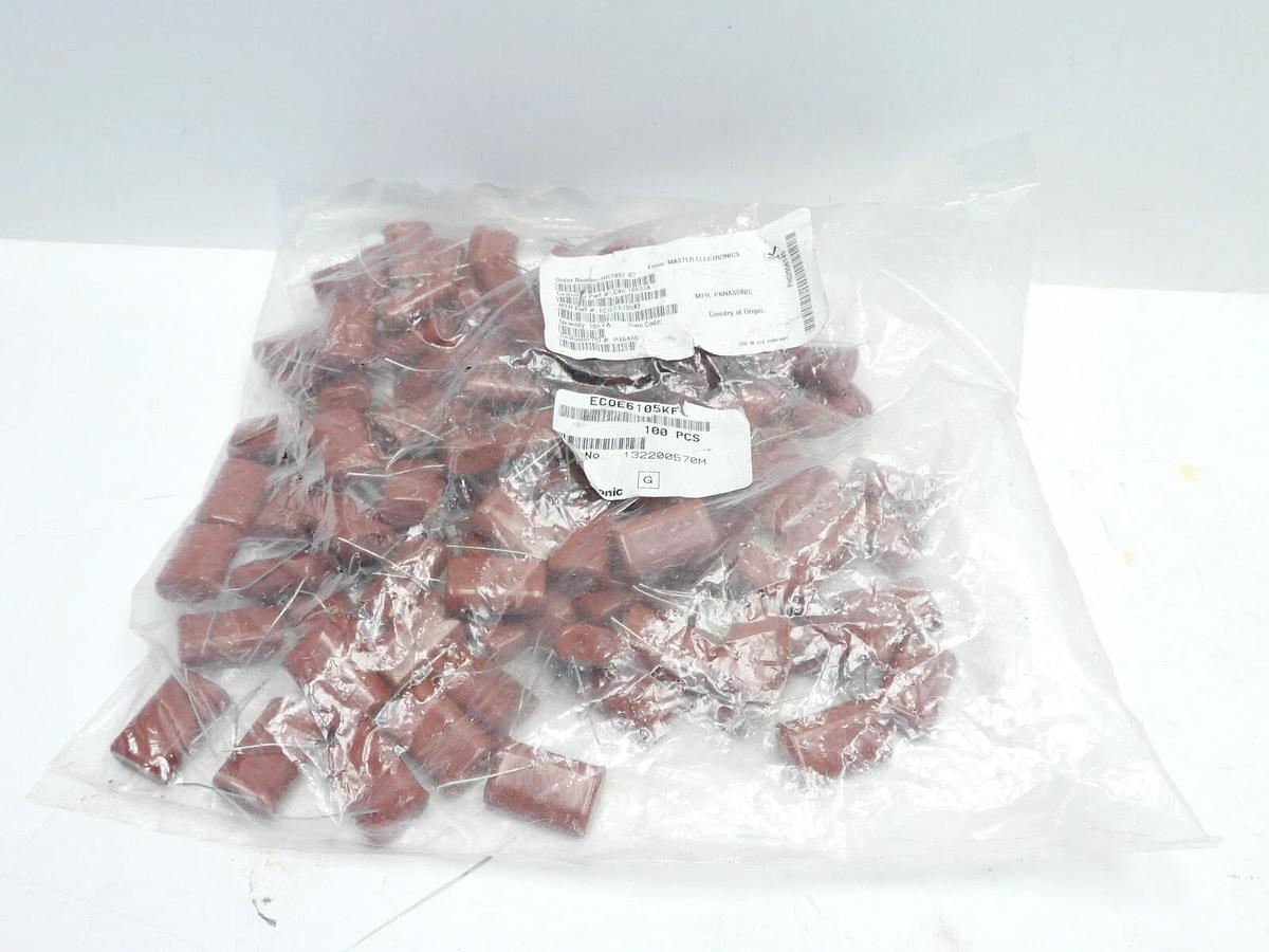 (100 PCS) ECQ-E6105KF CAP FILM 1uF 10% 630VDC -40°C ~ 105°C RADIAL