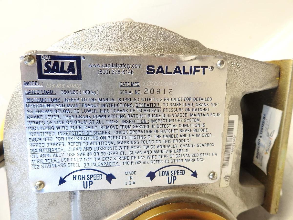 DBI/SALA 8101002 60' Salalift 1/4 Stainless Steel Cable Winch With Bag