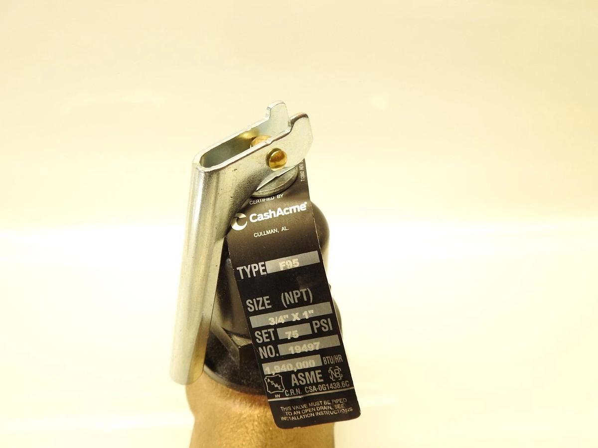 Genuine Cash Acme 19497-0075 - F-95 Series 3/4" x 1" Relief Valve 75 psi