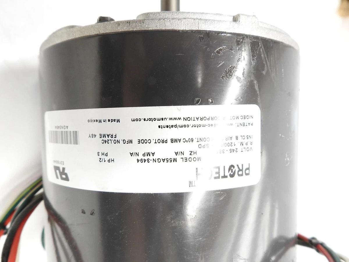 RUUD RHEEM M55AGN-3494 Condenser Motor 245-385V 1/2HP 1200/VAR SPD 51-108504-01-
