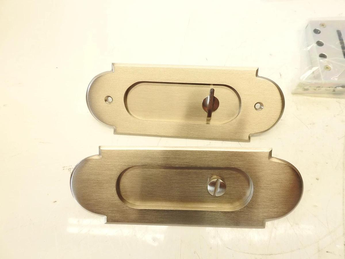 Privacy Pocket Door Mortise Lock in Satin Nickel For 1 3/4" Door