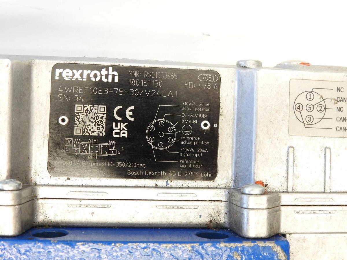 AS IS Rexroth R901553965 4WREF 10 E3 75-30/V24CA1 Proportional Directional Valve