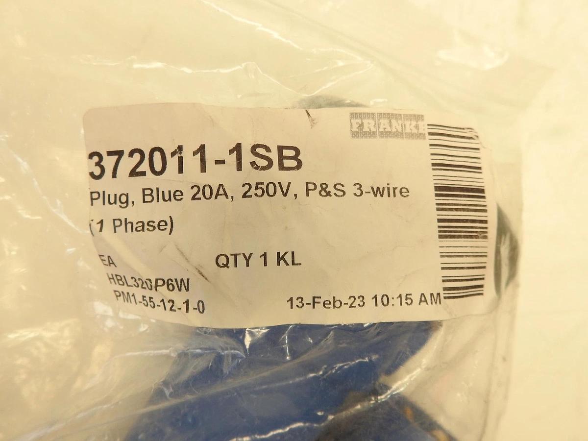 New Franke 372011-1SB Blue Plug 20A 250V 3-Wire